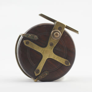 A 3.1/2" Rosewood Wooden Reel With Rare Brass Line Guide