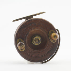 A 3.1/2" Rosewood Wooden Reel With Rare Brass Line Guide