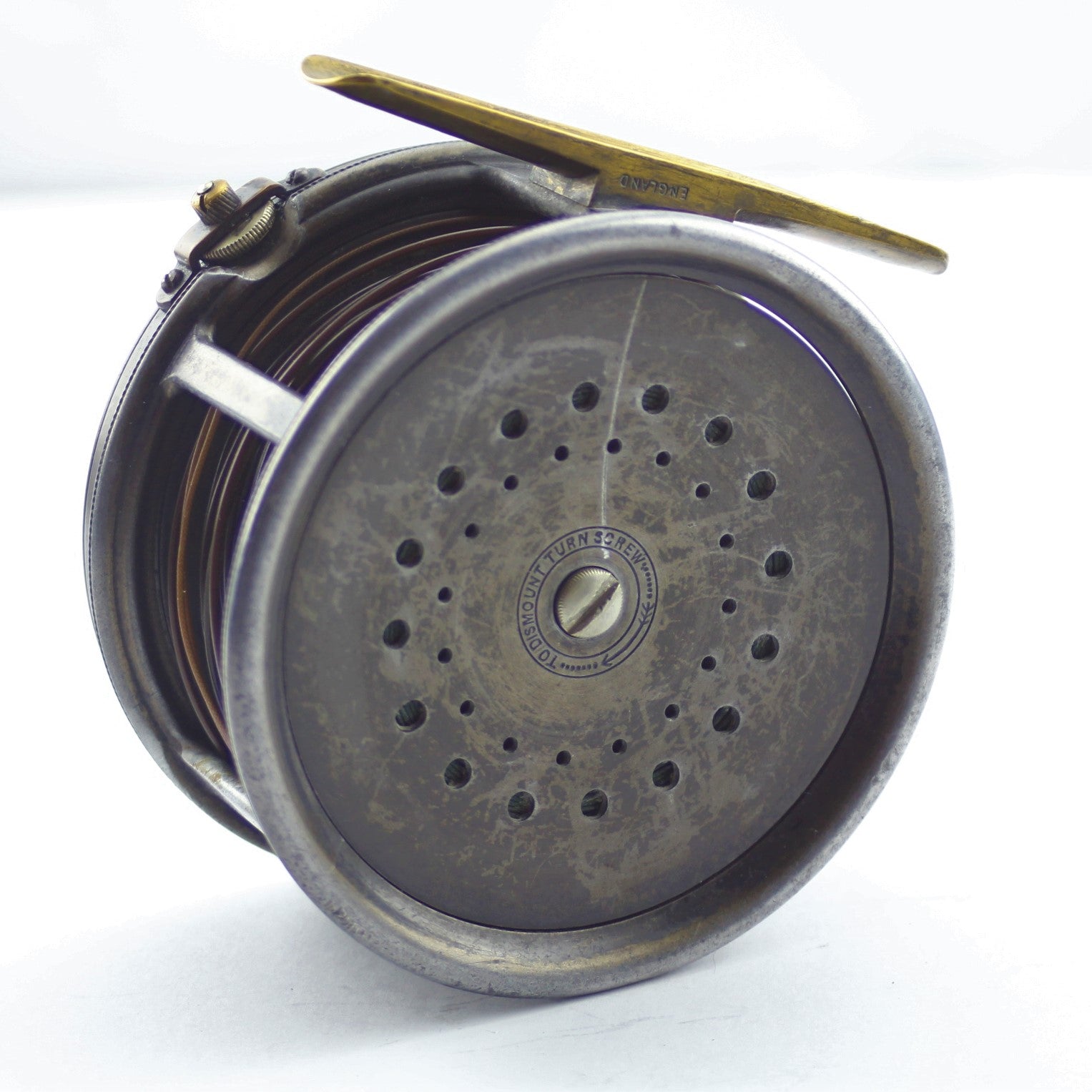 antique hardy perfect fly reel 1912, 4¼" Hardy Perfect, Wide Drum, Engraved 'R.L.S.'