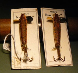 A Pair of Peels New WYE Minnows on Mounted Cards, Like New Condition