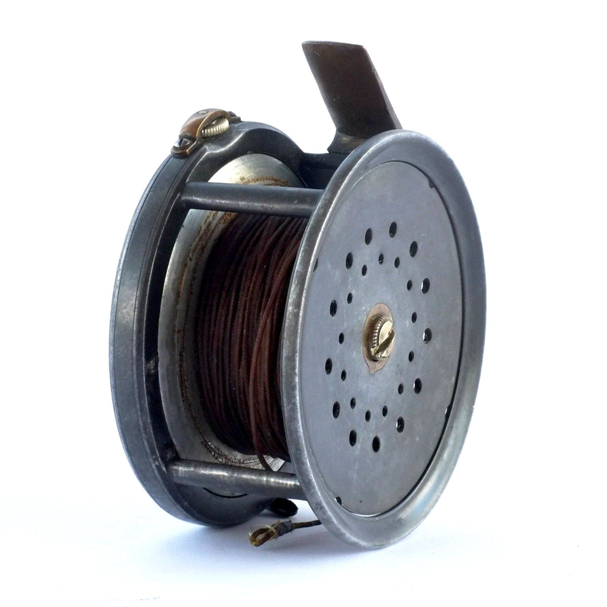 Circa 1900, 3¼" Brass Faced Hardy Perfect, Wide Drum (Antique