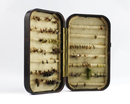 Circa 1910, Large Malloch's Black Japanned Salmon Fly Box (Antique