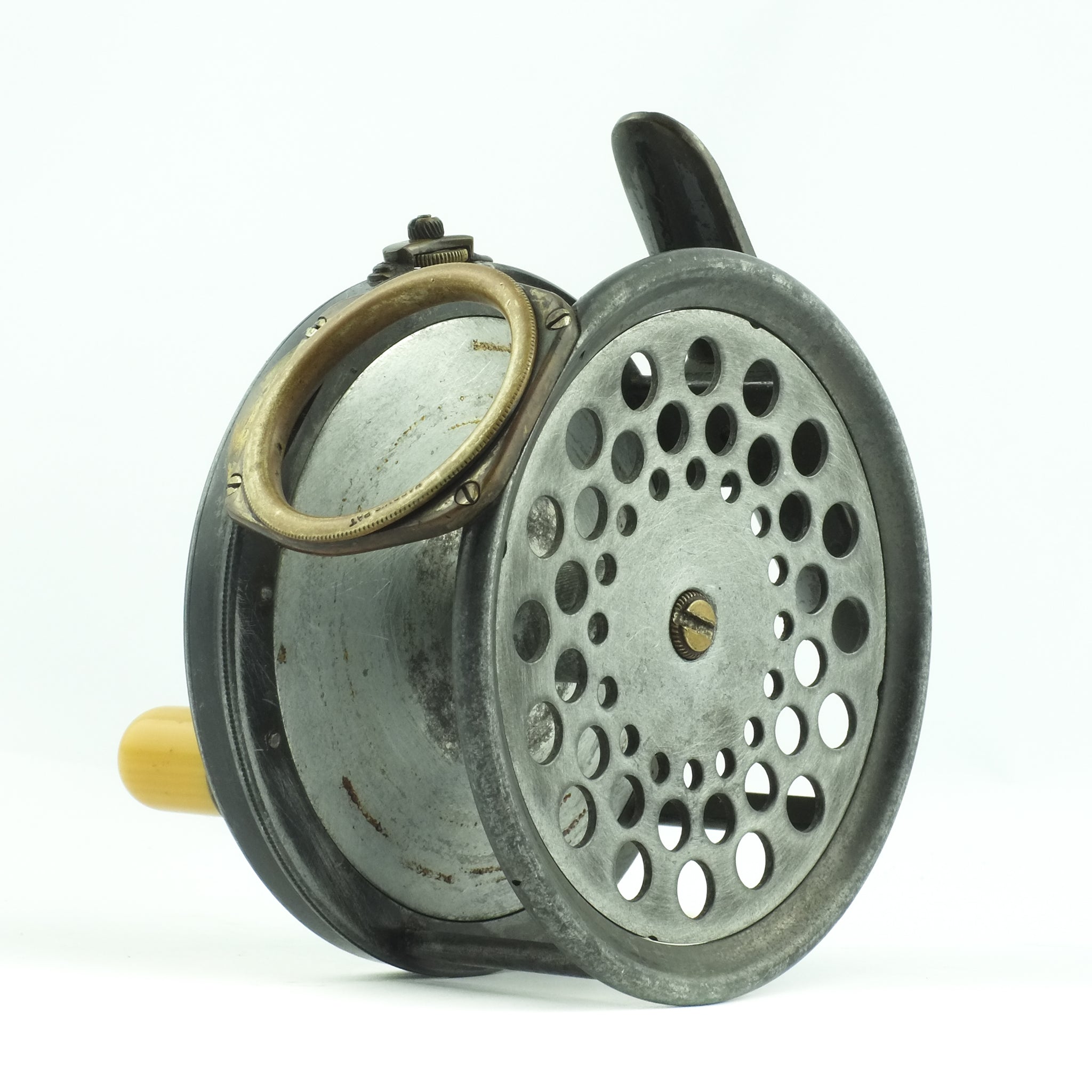 antique salmon fly reel Circa 1906, Rare Hardy Brass Faced Perfect 4¼" Salmon-Fly Reel (Antiqu – Ireland's Antique Fishing Tackle