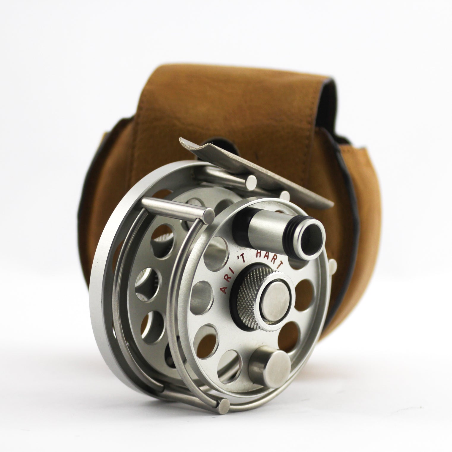ari t hart fly fishing reels ON HOLD Ari 'T Hart Round I in Leather Pouch (Left Hand Wind)