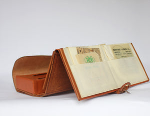 Wooden Float Winder and Compendium in Leather Case